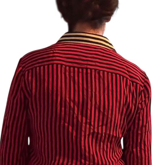 Vintage Gucci Silk Button Down Shirt - U.S. 6 - Pink/Black Stripe - Like New - Picture 9 of 15